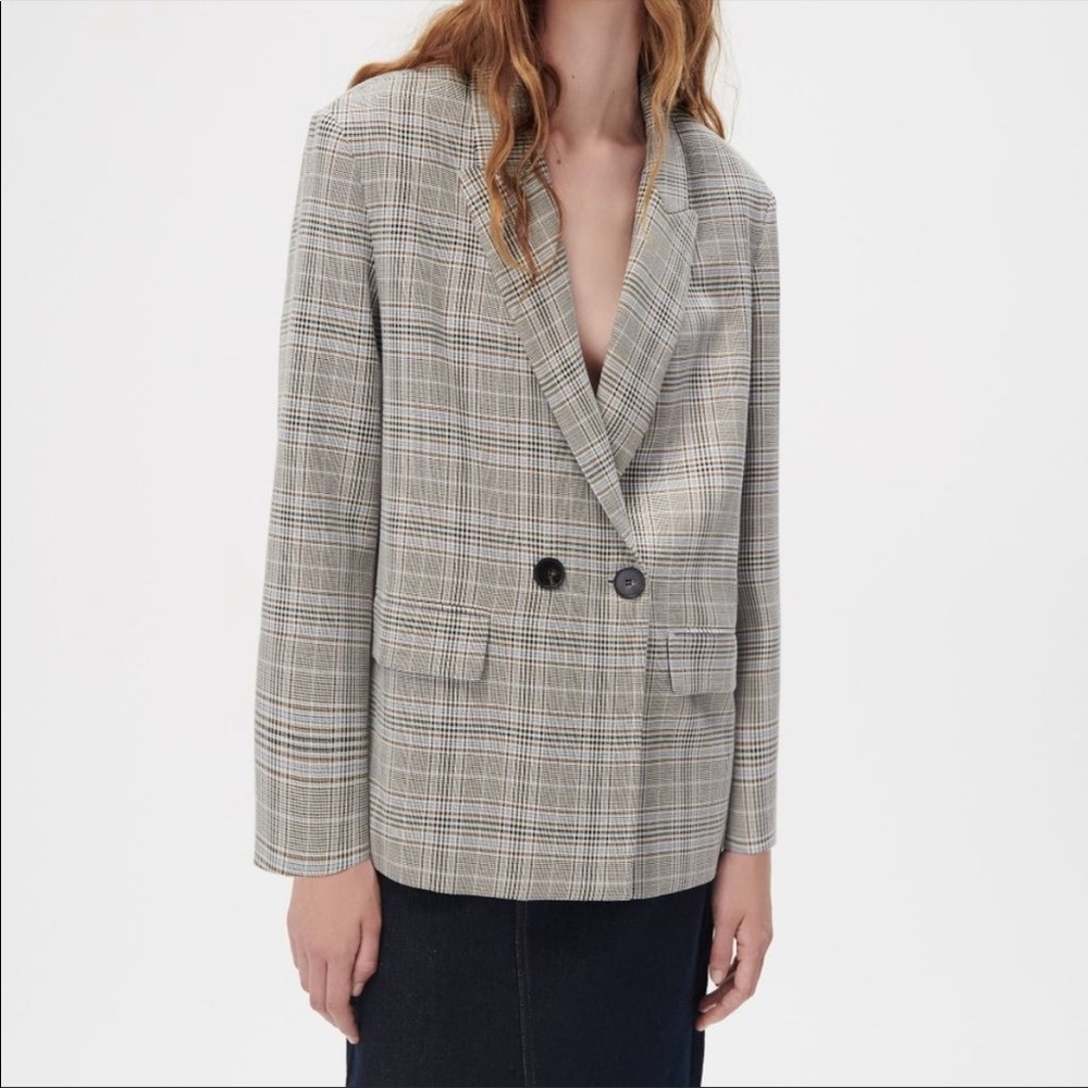 Zara Oversized Plaid Double Breasted Blazer NWOT (Part of Set)